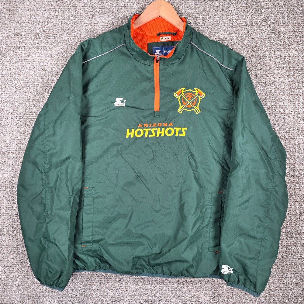 Team Issued Starter Arizona Hotshots AAF Playr 1/4 Zip Pullover Jacket Green XL